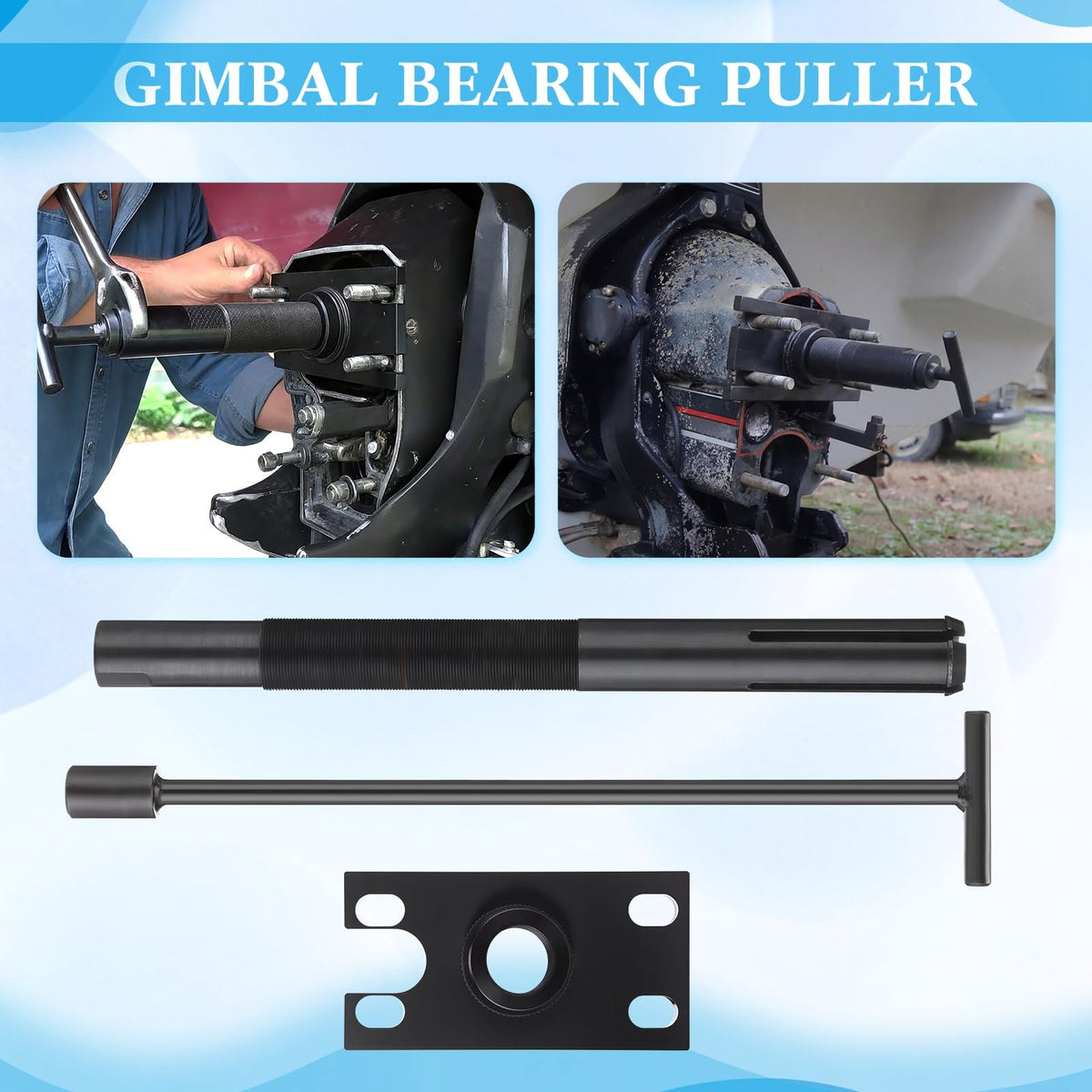 Otoolling tool removing bearing from sterndrive for safer maintenance