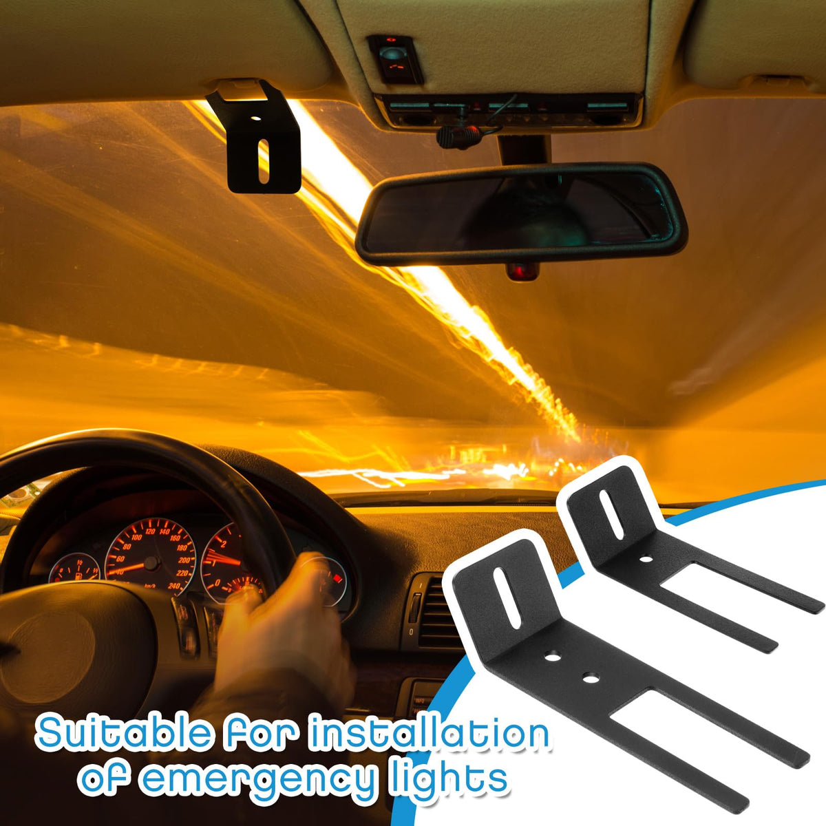 Otoolling mounted emergency light in vehicle interior showing stable hold and easy access