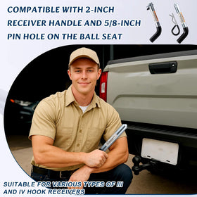 Otoolling hitch pin installed in 2" receiver demonstrating secure attachment