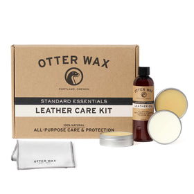 Otter Wax kit front packaging showing all included containers and cloth benefit restoration