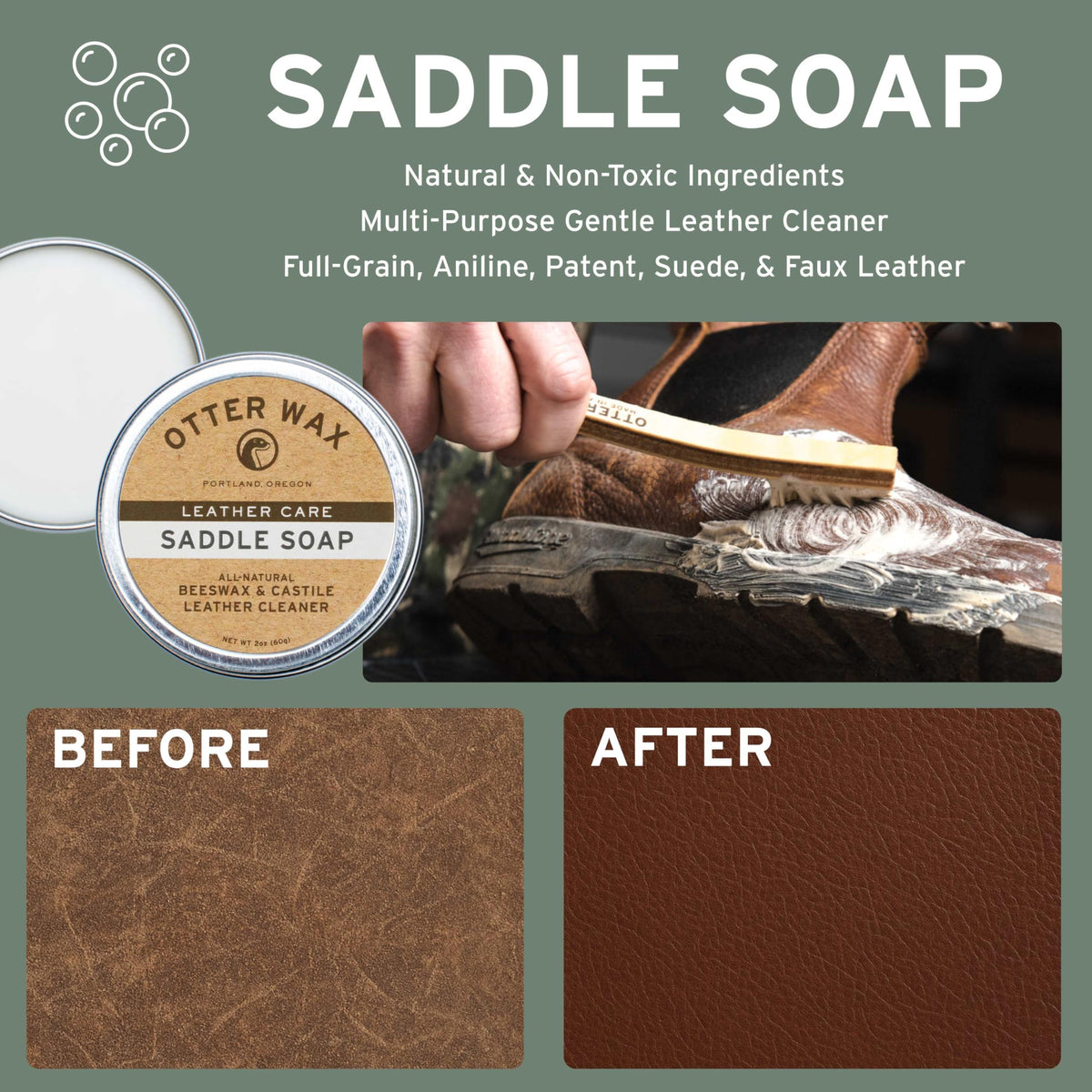 Otter Wax leather salve texture on fingertip illustrating conditioning benefit