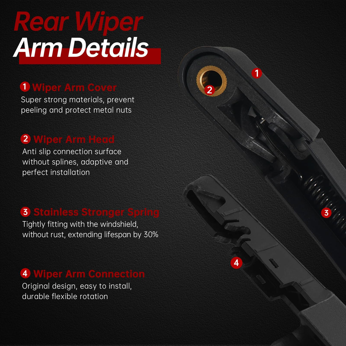 OTUAYAUTO side profile of pre-painted arm with cover demonstrating corrosion resistance