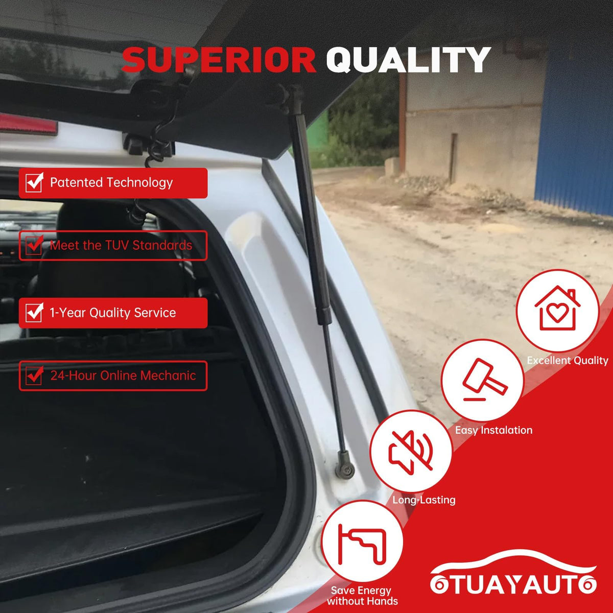OTUAYAUTO ball-stud end detail highlighting quick clip-on installation