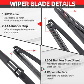 OTUAYAUTO blade edge close-up showing AAA natural rubber for smooth wipe