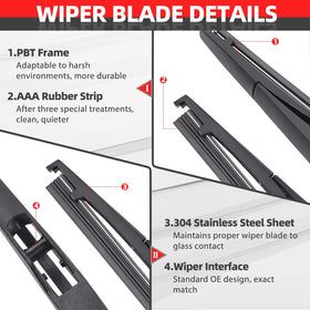 OTUAYAUTO blade edge detail showing AAA rubber profile for streak-free wiping