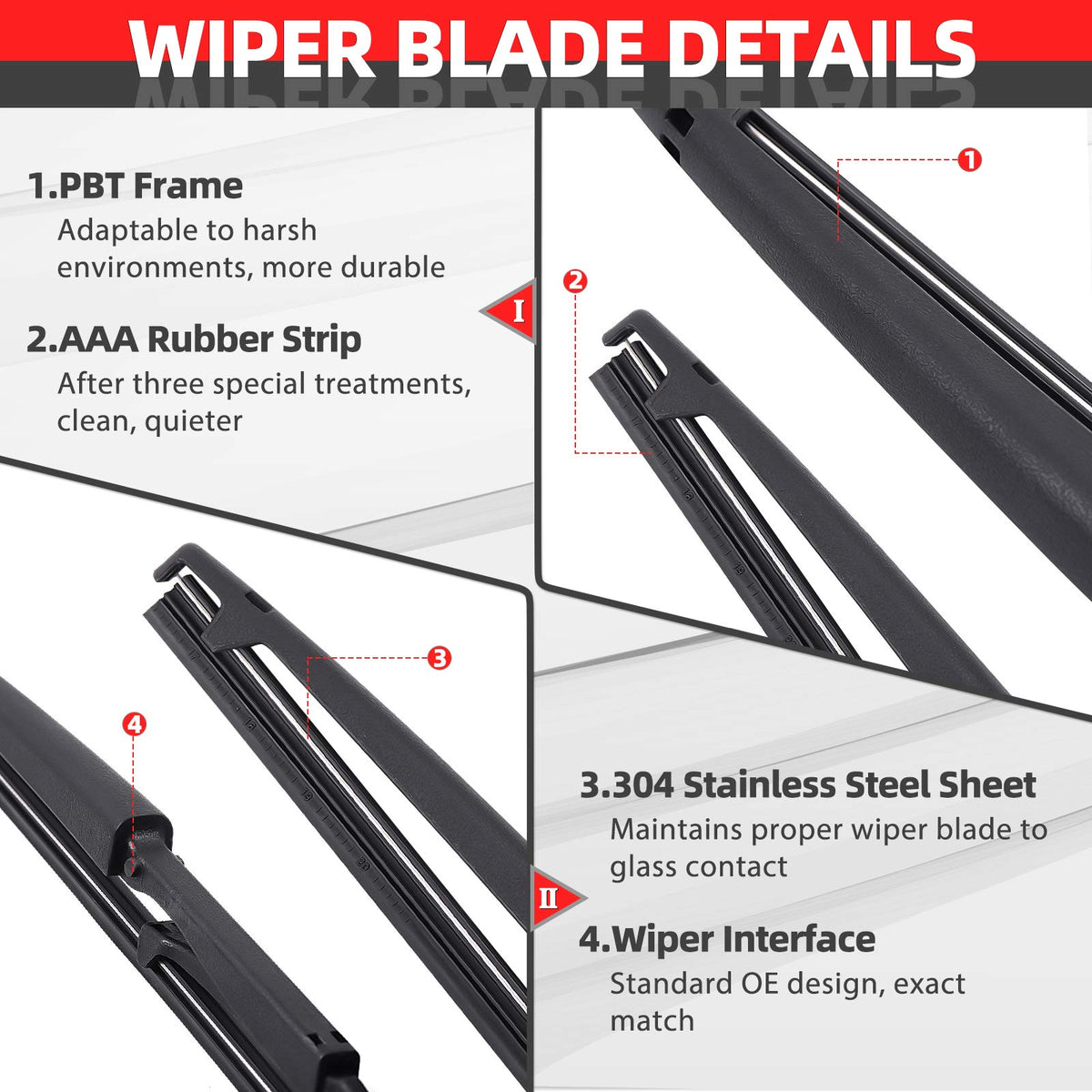 OTUAYAUTO blade edge detail showing natural rubber for streak-free wiping