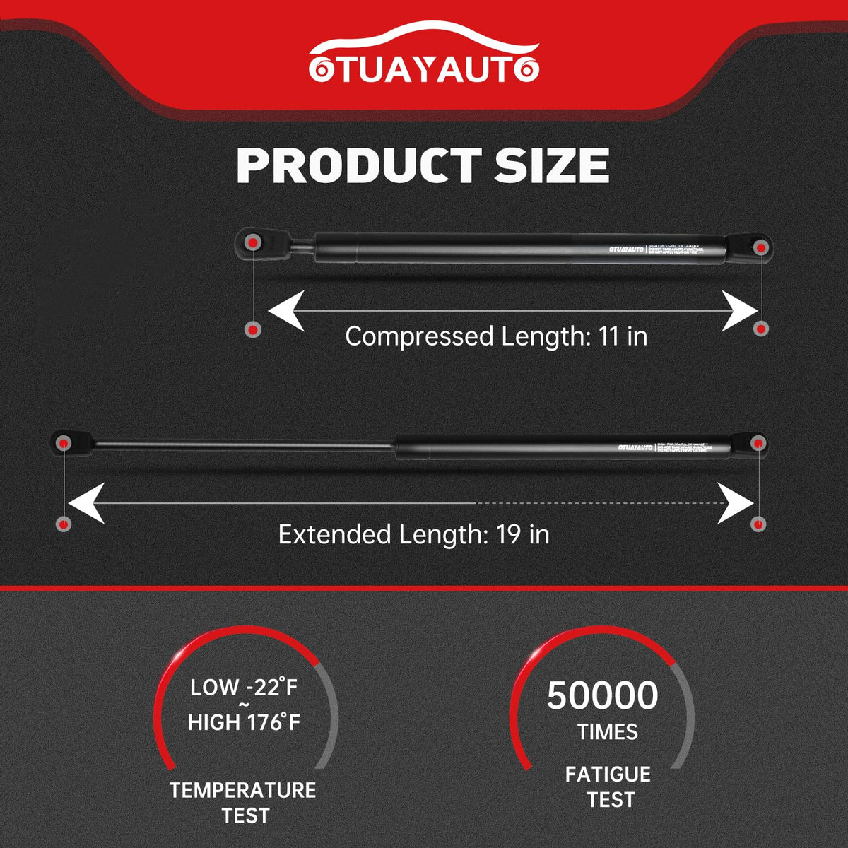 OTUAYAUTO extended 19-inch strut measured for correct fit benefit