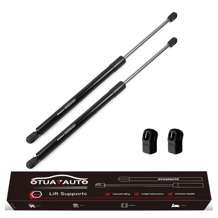 OTUAYAUTO front packaging showing hood struts and included pair for easy replacement