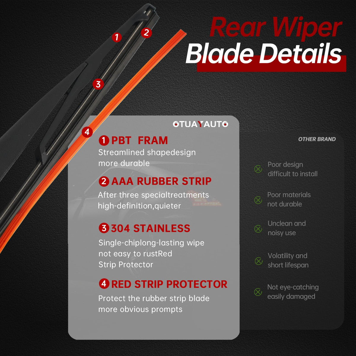 OTUAYAUTO rear wiper installed on vehicle glass restoring rear visibility and safety