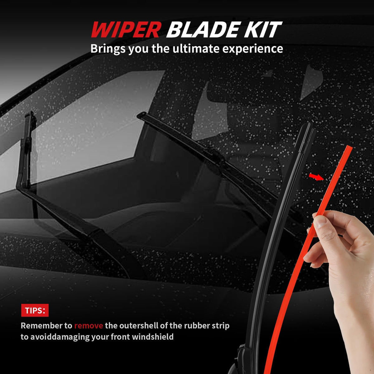 OTUAYAUTO wiper blades installed on windshield improving visibility in wet conditions