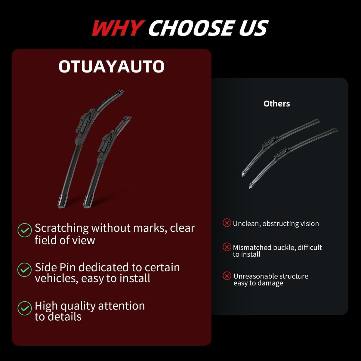 OTUAYAUTO blades in use on a truck driving in rain delivering safer sightlines