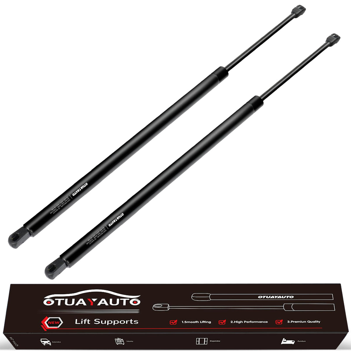 OTUAYAUTO front view of both rear liftgate struts showing fitment benefit