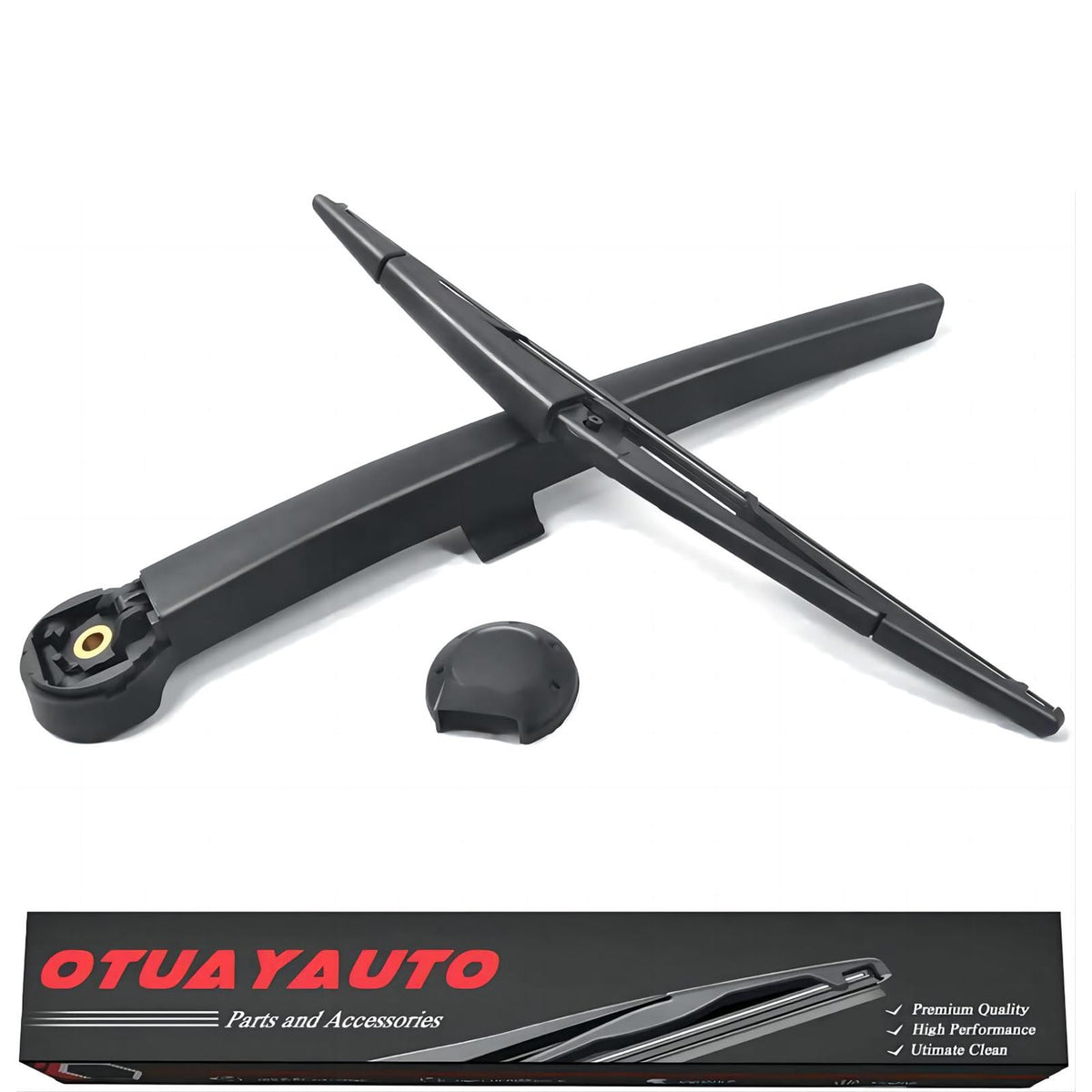 OTUAYAUTO front packaging showing the rear wiper arm and blade, ready to install