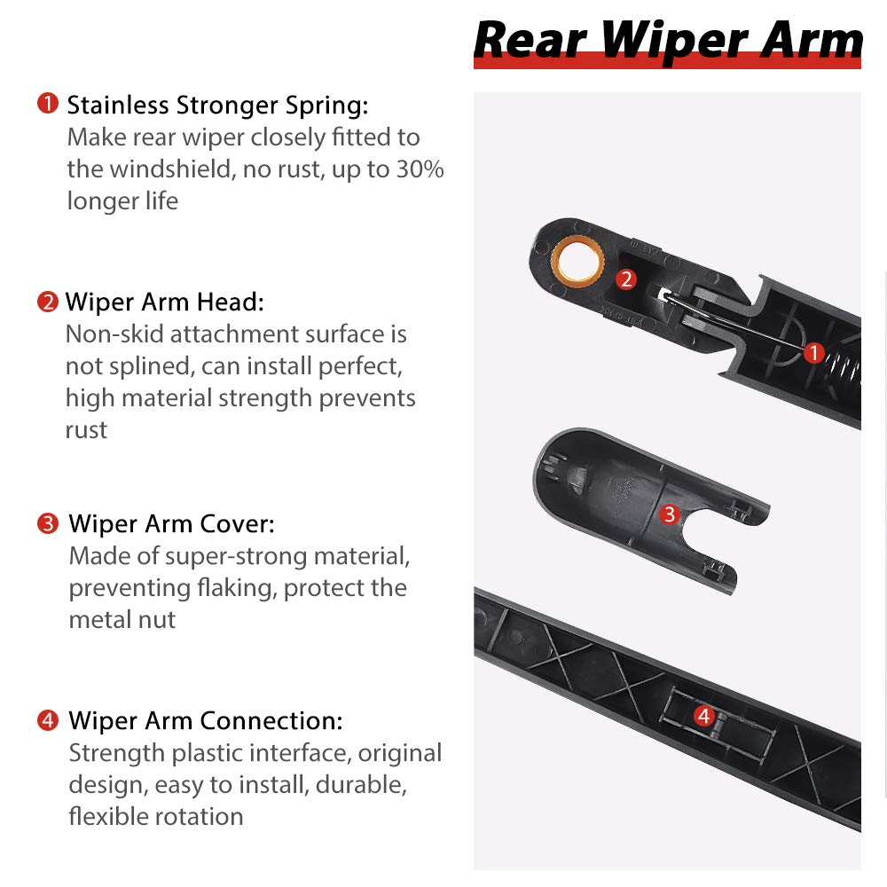 OTUAYAUTO close-up of wiper arm materials highlighting durable PBT construction