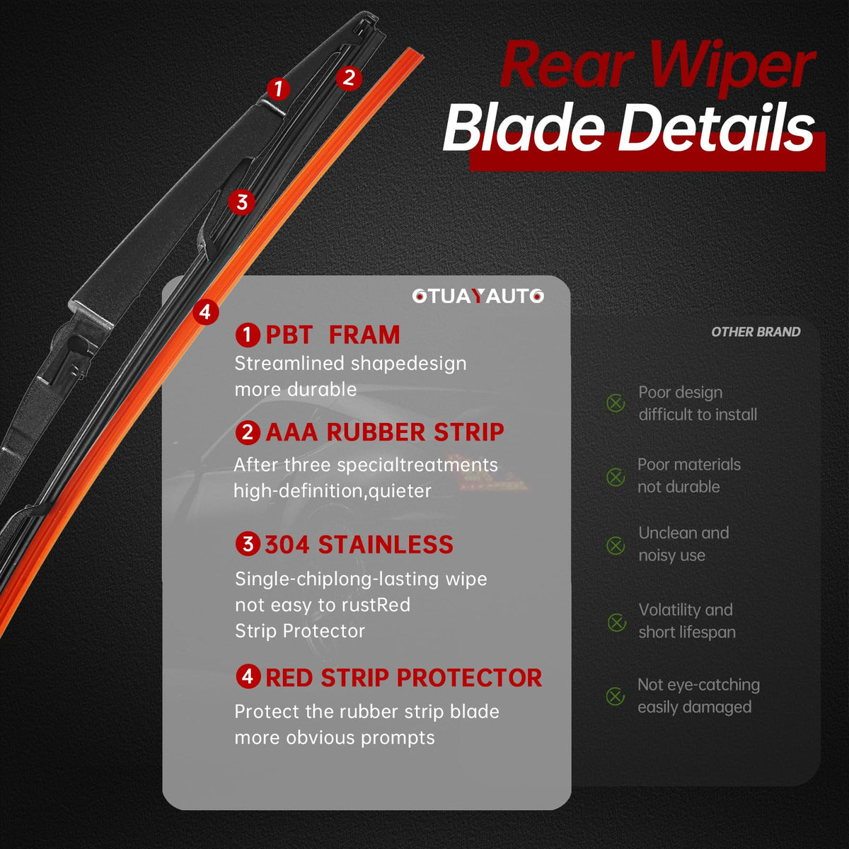 OTUAYAUTO wiper arm with protective cover showing secure pivot attachment