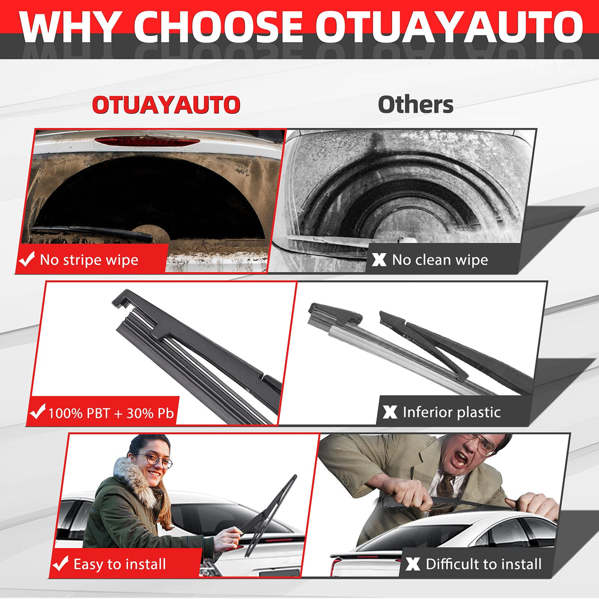 OTUAYAUTO wiper next to ruler proving 300 mm blade length for accurate fit