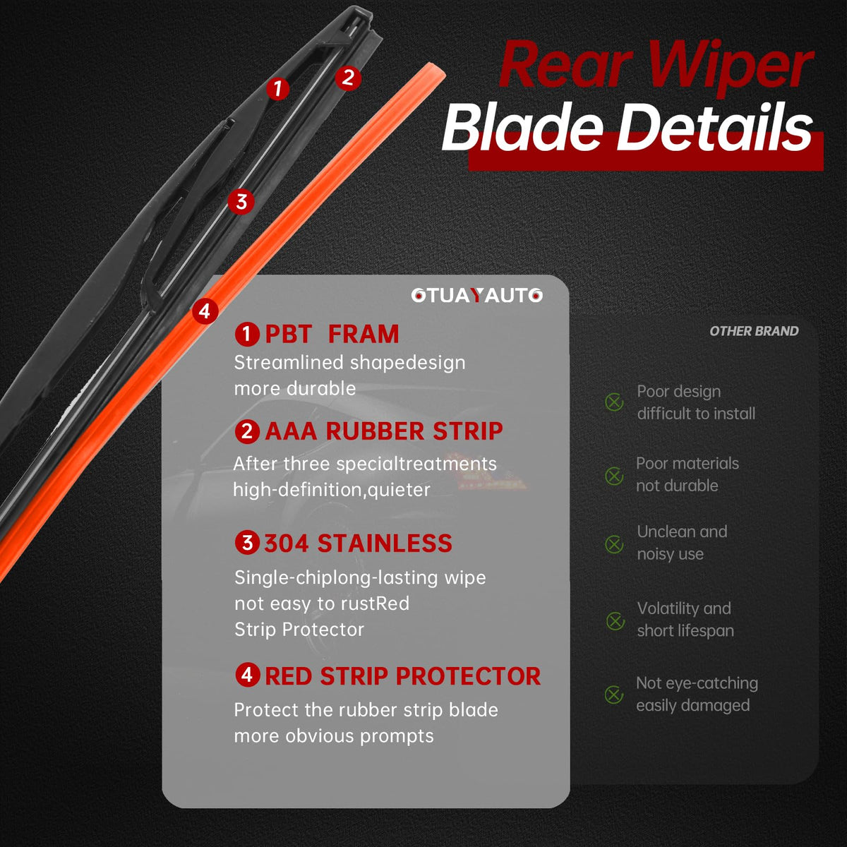 OTUAYAUTO side profile showing blade contact and quiet sweeping