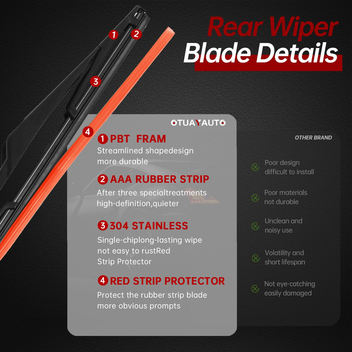 OTUAYAUTO size comparison with ruler showing 312mm blade length for correct replacement