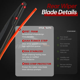 OTUAYAUTO wiper with ruler for scale showing correct OEM-equivalent sizing