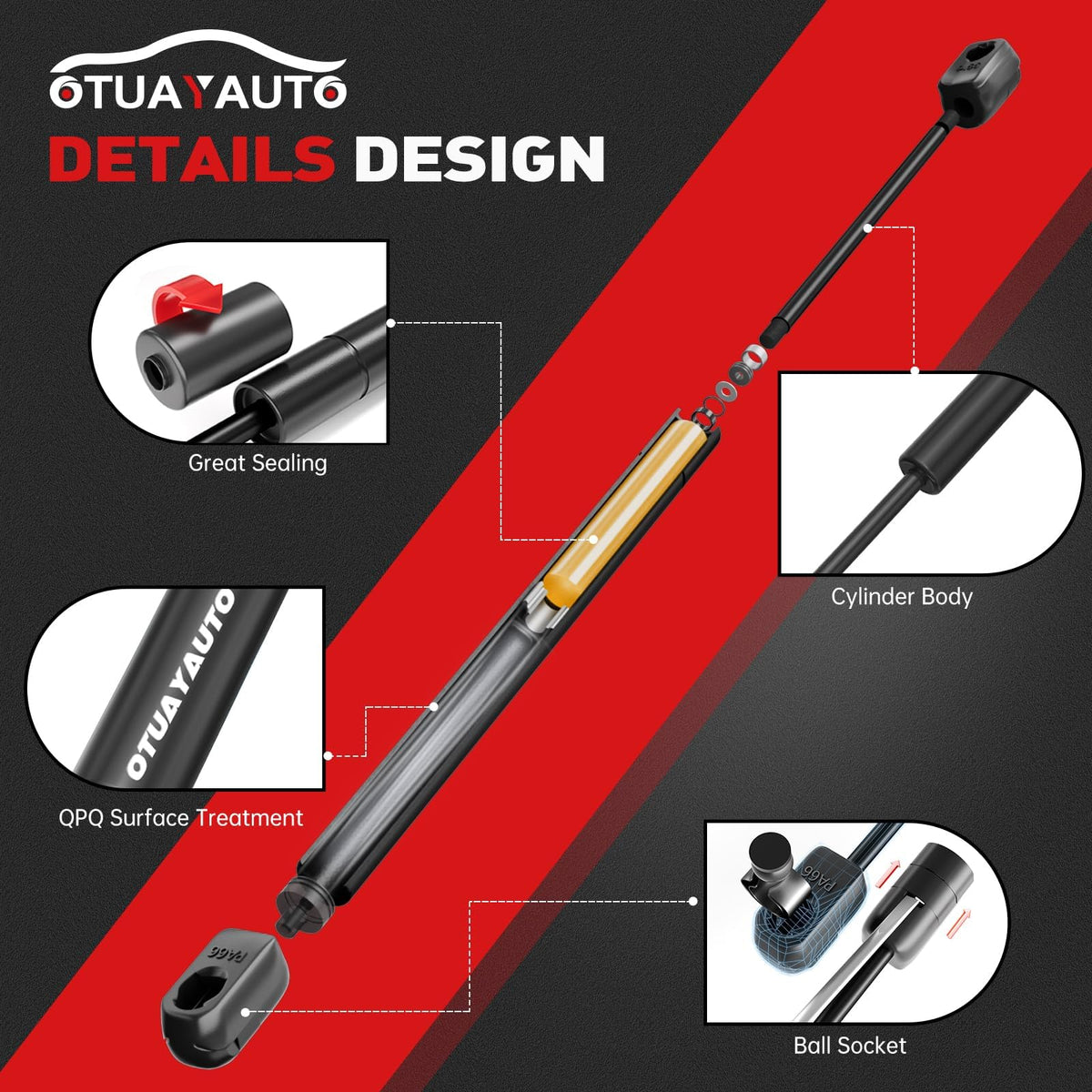 OTUAYAUTO strut next to ruler showing 20.16 inch extended benefit