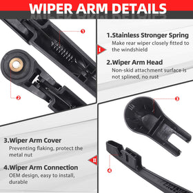 OTUAYAUTO close-up of wiper arm PBT material and construction for longer life