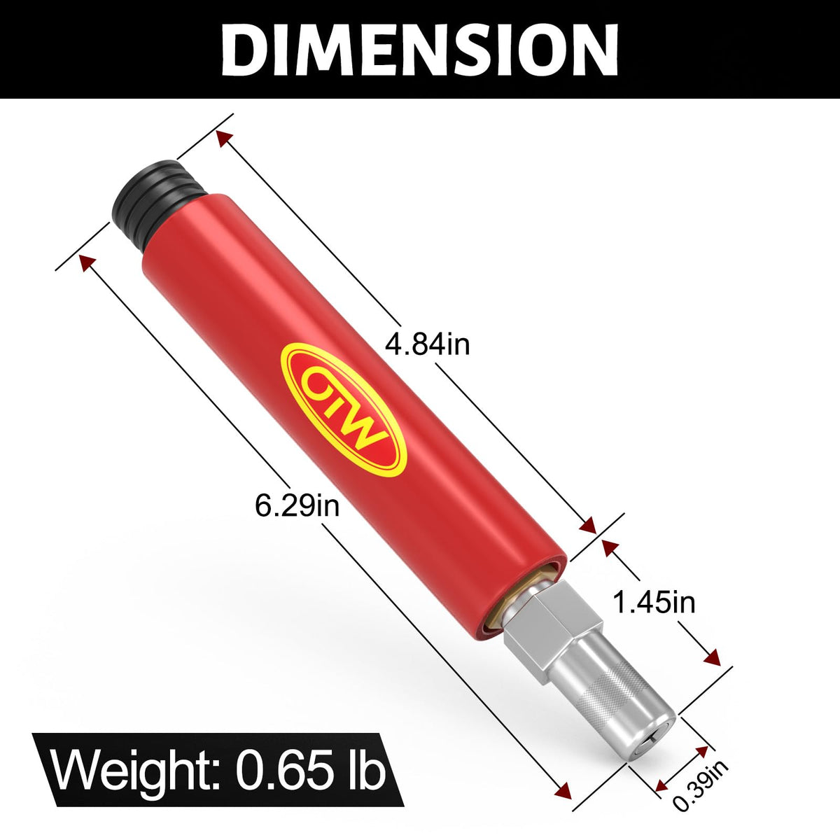 OTW with hose extension attached illustrating extended reach for hard-to-access zerks benefit
