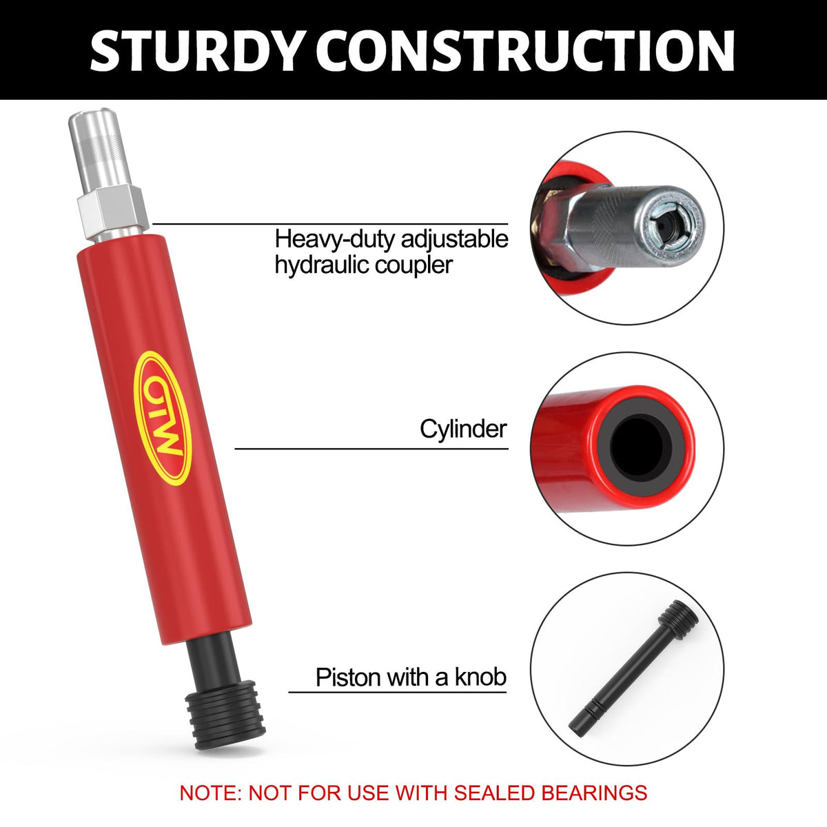 OTW piston and knob detail demonstrating adjustable stroke for controlled tapping benefit