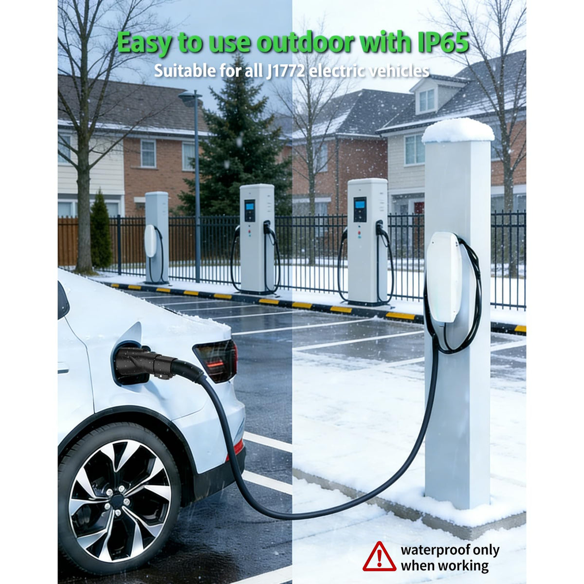 Otytkgo adapter in use on vehicle demonstrating compatibility with destination chargers