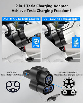 Otytkgo adapter inserted into Tesla NACS inlet illustrating plug-and-play convenience