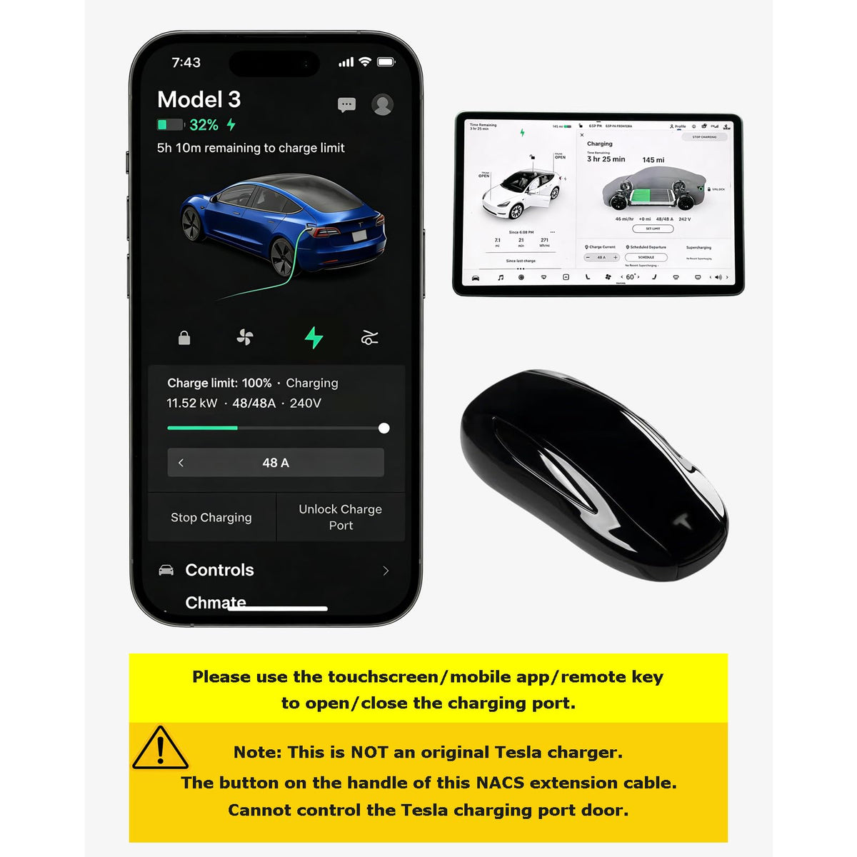 Otytkgo extension in use with Tesla parked farther from wall connector convenience
