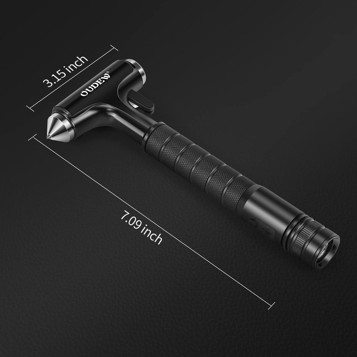OUDEW tool lit in dark showing lighting function to locate and illuminate