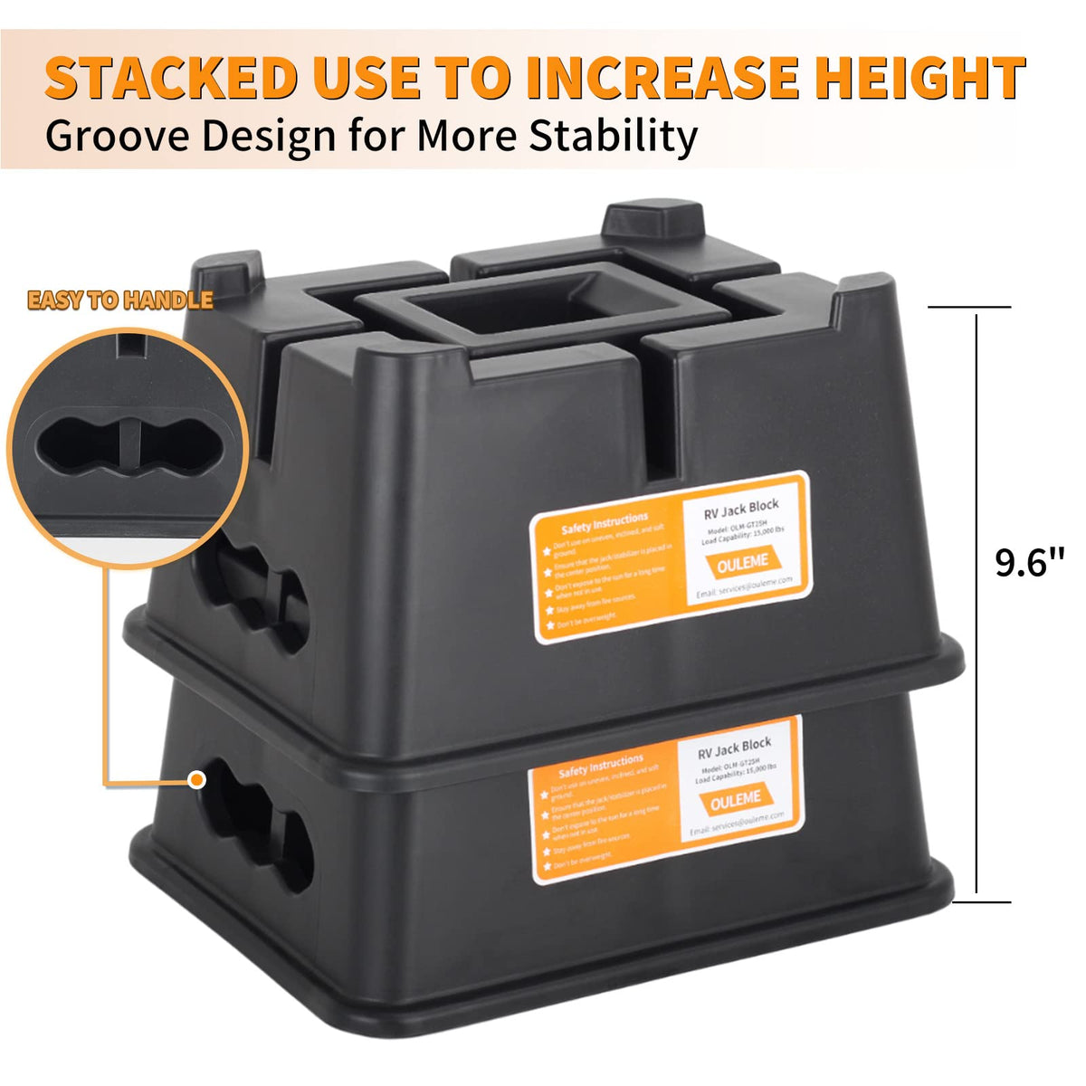 OULEME double-stacked blocks height comparison for added lift benefit