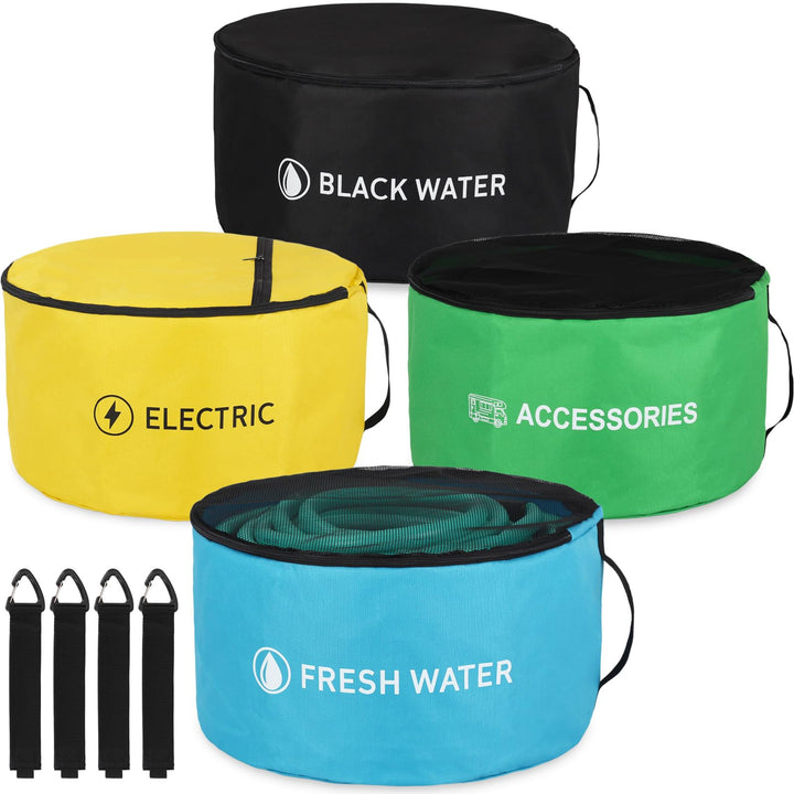 OULEME front view of four-pack bag set showing color-coded organization and quick identification