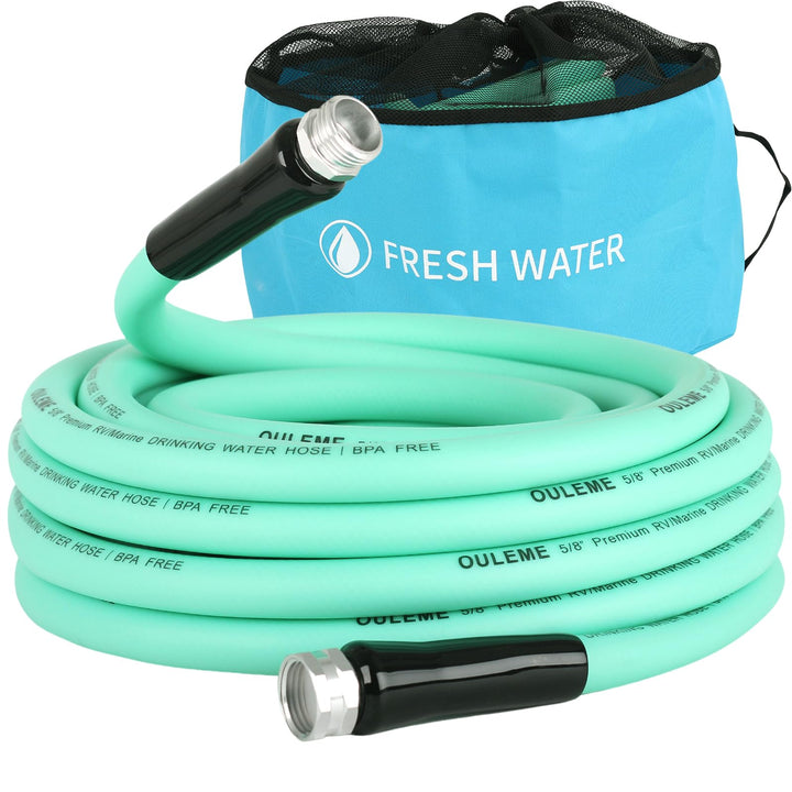 OULEME front packaging and hose coil showing portability and complete kit