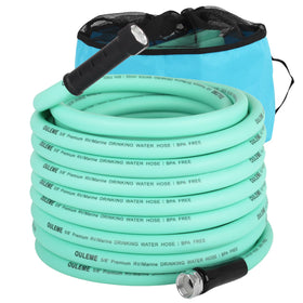 OULEME coiled 75ft hose front view showing length benefit