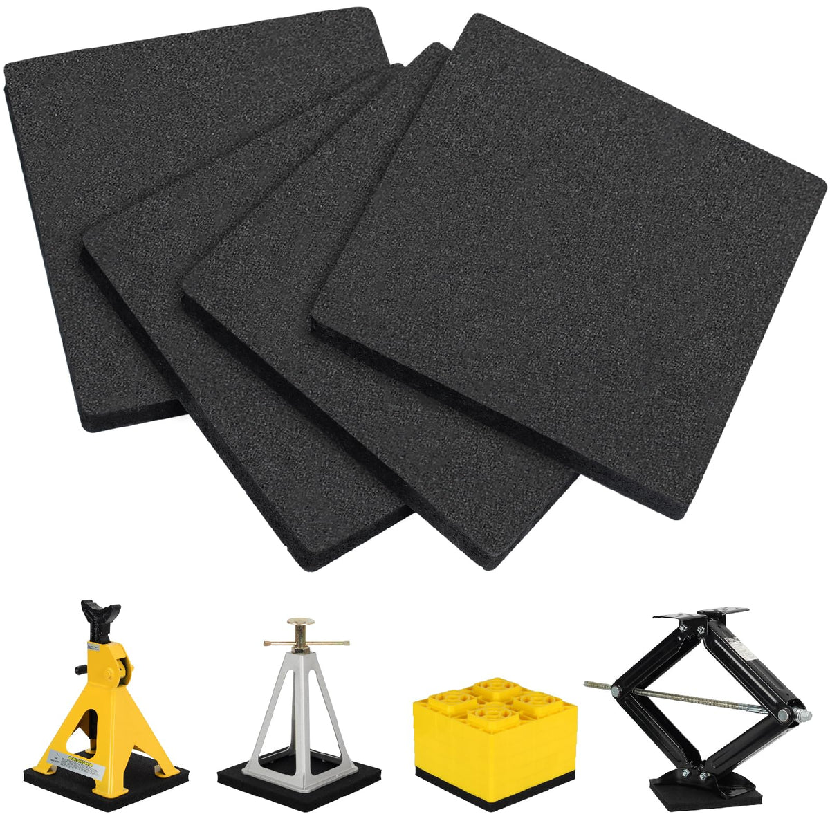 OULEME front view of 4-pack pad protecting jack base and preventing slip