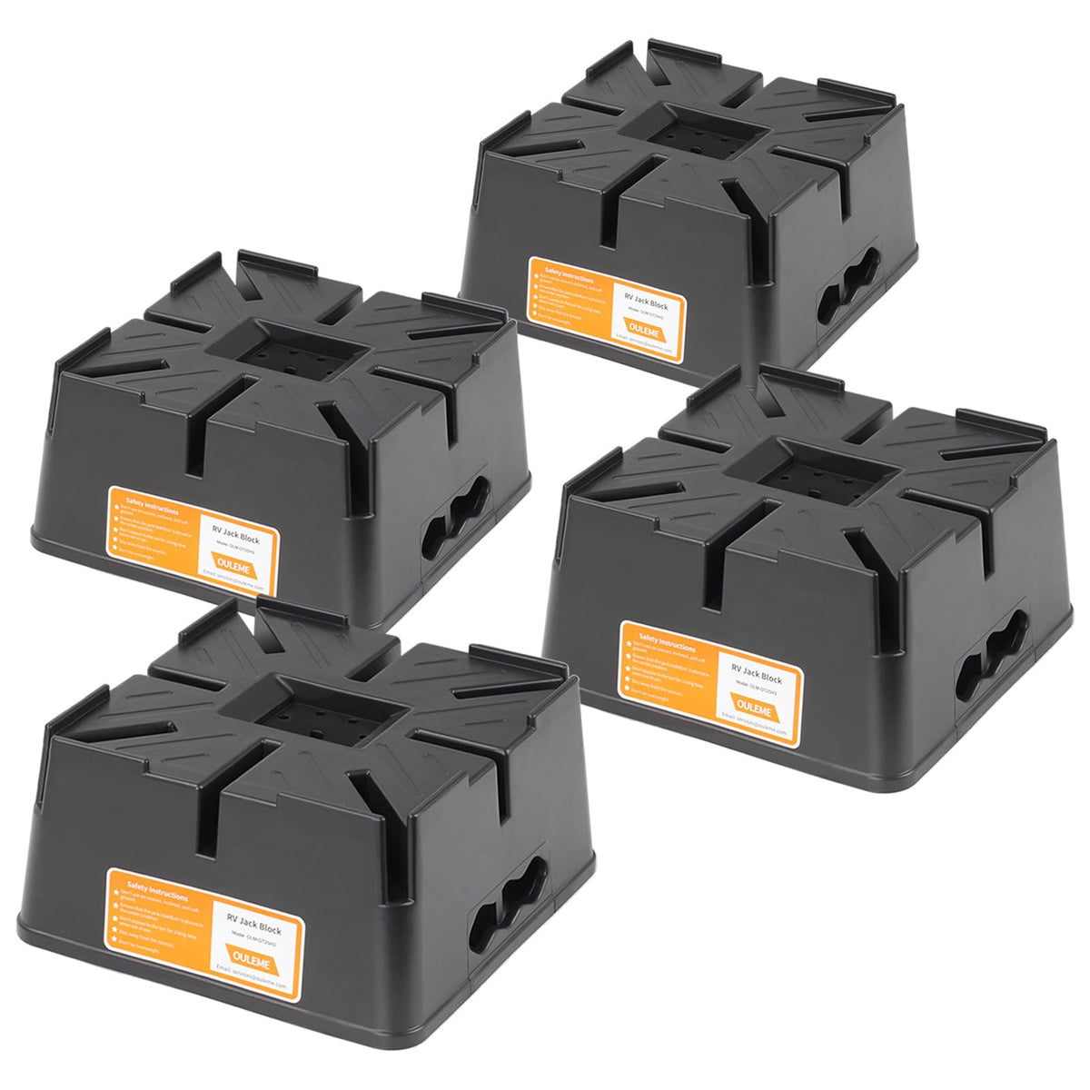 OULEME front view of four-pack blocks showing stable base and compact storage