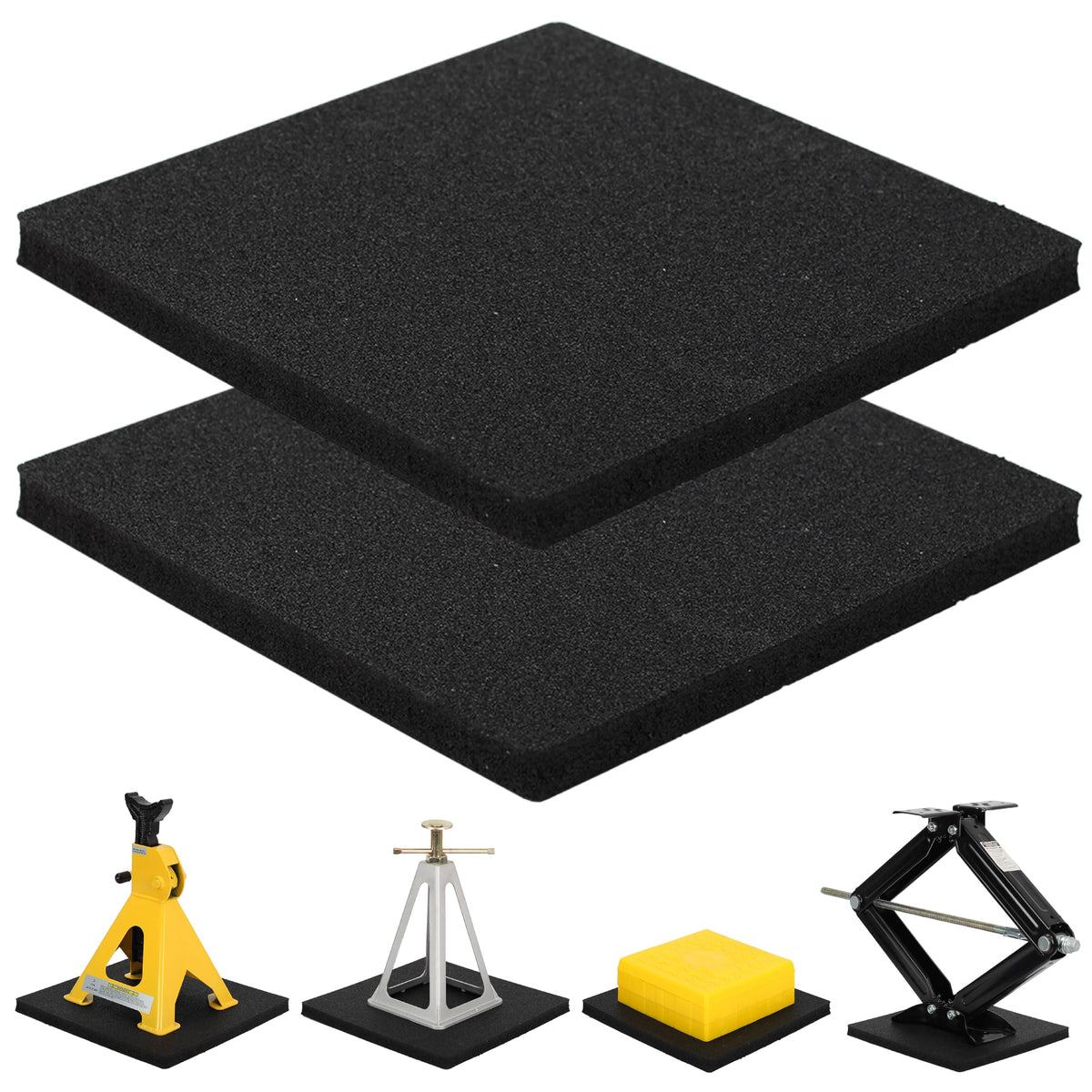 OULEME front view of two 12-inch jack pads showing durable surface and portability