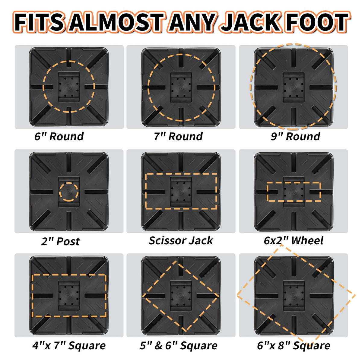 OULEME block with square jack foot seated showing firm load distribution benefit