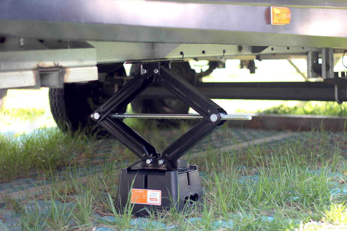OULEME blocks at campsite stabilizing RV for safer leveling benefit