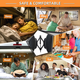 OULEME at a campsite installed on RV wheels illustrating stable parking and peace of mind