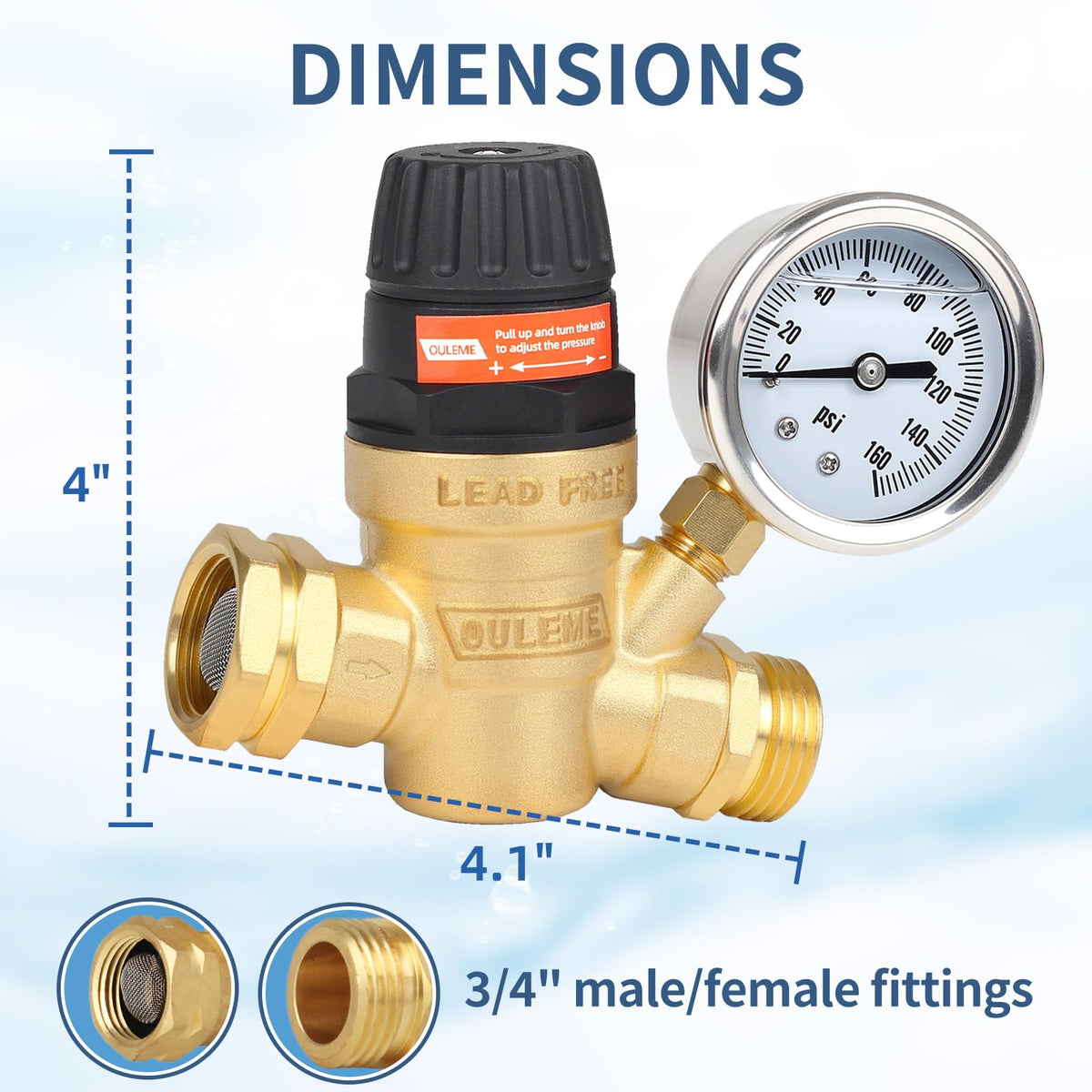 OULEME regulator in campsite setting ensuring safe water pressure for camper use