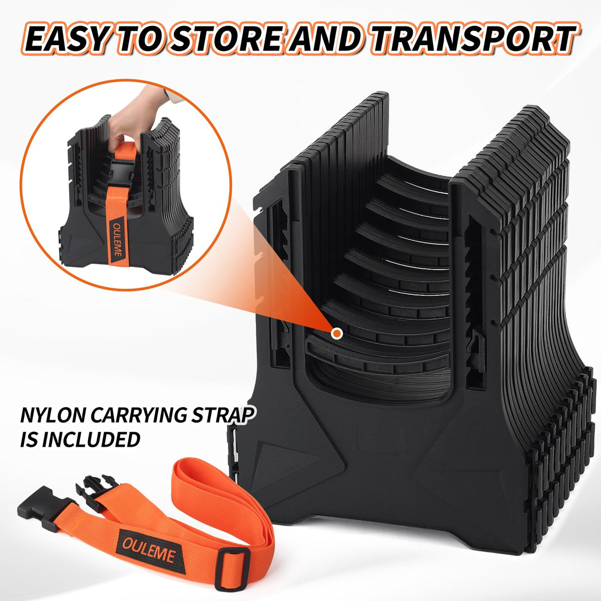 OULEME packed folded with carry strap for compact transport convenience
