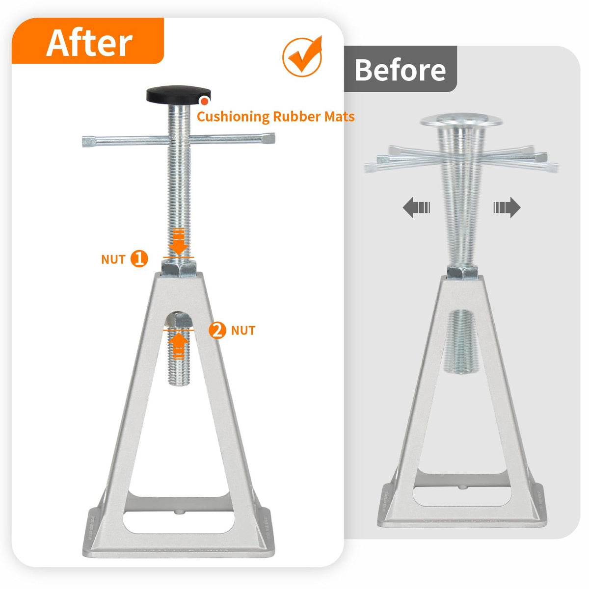 OULEME top view featuring rubber cushion pad that protects frame and reduces vibration