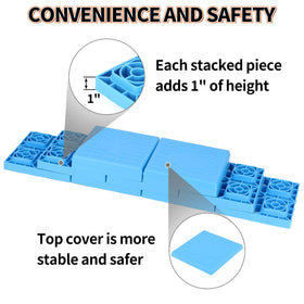 OULEME stacked blocks next to ruler showing incremental height adjustments