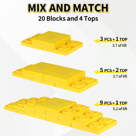 OULEME stacked blocks side profile demonstrating stable incremental height adjustment benefit