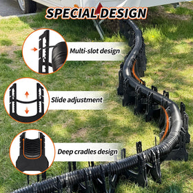 OULEME in-use at campsite showing routed hose and reduced kinks for faster emptying