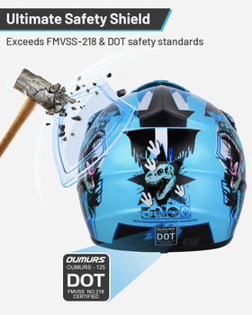 Oumurs adjustable visor side profile demonstrating sun glare reduction