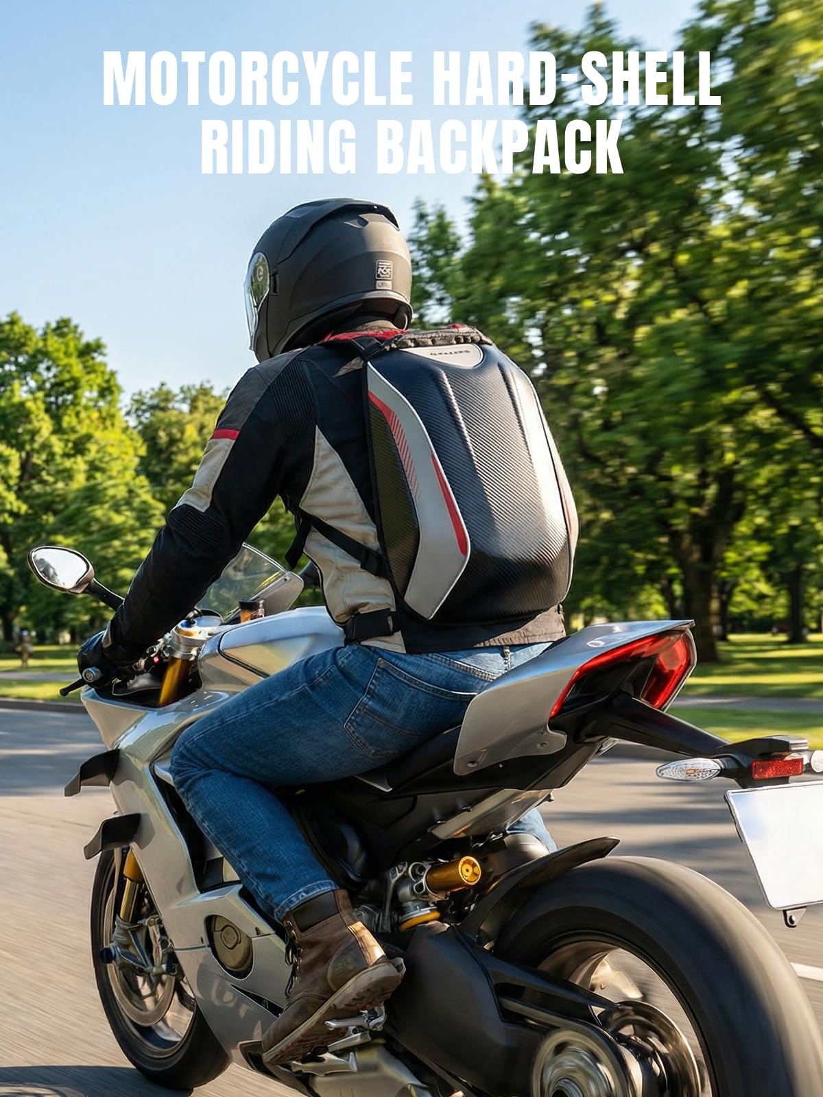 Night photo of Oumurs reflective strips boosting rider visibility and roadside safety