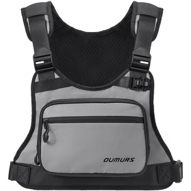 Oumurs chest bag front view showing reflective surface for increased safety